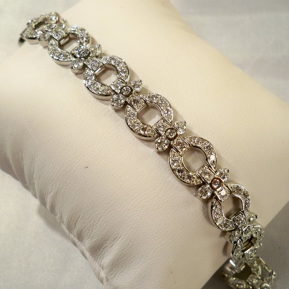 NEW Vintage Cubic Zirconias Silver DESIGNER Tennis Bracelet